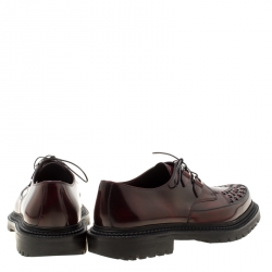 Burberry Burgundy Leather Lace Up Platform Creepers Size 45