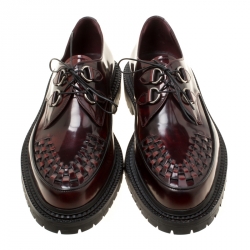 Burberry Burgundy Leather Lace Up Platform Creepers Size 45