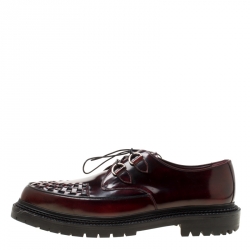 Burberry Burgundy Leather Lace Up Platform Creepers Size 45