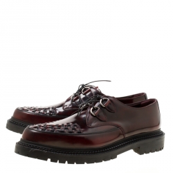 Burberry Burgundy Leather Lace Up Platform Creepers Size 45