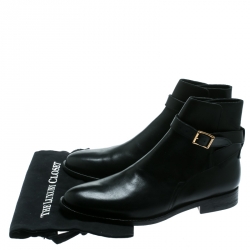 Burberry Black Leather Buckle Ankle Boots Size 46