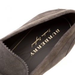 Burberry Grey Suede Bedmoore Fringe Detail Penny Loafers Size 42