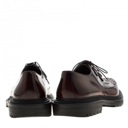 Burberry Burgundy Leather Lace Up Platform Creepers Size 45