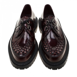 Burberry Burgundy Leather Lace Up Platform Creepers Size 45