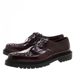 Burberry Burgundy Leather Lace Up Platform Creepers Size 45