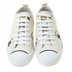 Burberry Cream Printed Canvas Low Top Sneakers Size 41