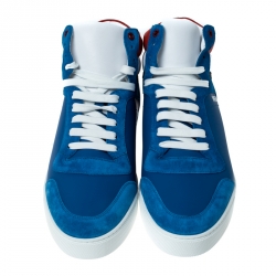 Pre Owned Burberry Blue Suede Leather Reeth High Top Sneakers Size 45