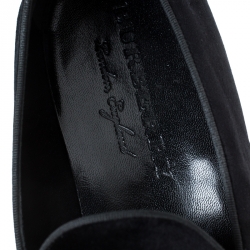 Burberry Black Velvet Tassel Slip On Loafers Size 46