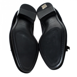 Burberry Black Velvet Tassel Slip On Loafers Size 46