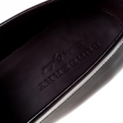  Burberry Burgundy Leather Solway Slip On Loafers Size 44