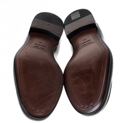 Pre Owned Burberry Burgundy Leather Solway Slip On Loafers Size 43