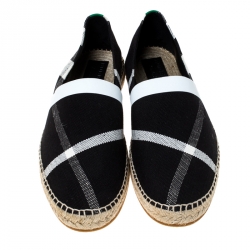 Pre Owned Burberry Black Canvas Check Pateman Slip On Espadrille Loafers Size 43