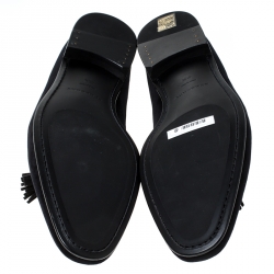 Burberry Black Velvet Tassel Slip On Loafers Size 45.5