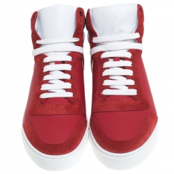 Burberry Red Leather/Suede Reeth High Top Sneakers Size 44
