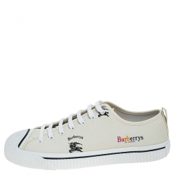 Pre Owned Burberry White Canvas Kingly Sneakers Size 46