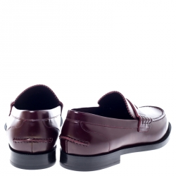 Pre Owned Burbery Dark Burgundy Leather Bedmont Loafers Size 42.5