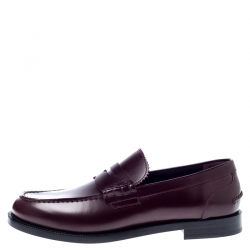 Pre Owned Burbery Dark Burgundy Leather Bedmont Loafers Size 42.5