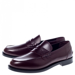 Pre Owned Burbery Dark Burgundy Leather Bedmont Loafers Size 42.5