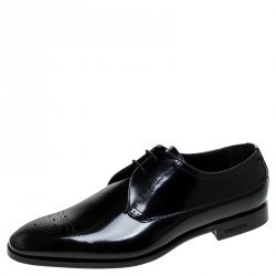 Pre Owned Burberry Black Leather Cranbrook Lace Up Derby Size 42