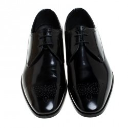 Pre Owned Burberry Black Leather Cranbrook Lace Up Derby Size 42