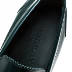 Pre Owned Burberry Dark Green Leather Bedmont Loafer Size 44