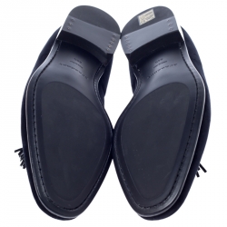 Pre Owned Burberry Black Velvet Tassel Loafers Size 44.5