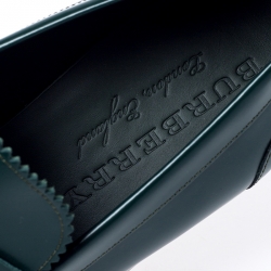 Pre Owned Burbery Green Leather Bedmont Penny Slip On Loafers Size 42