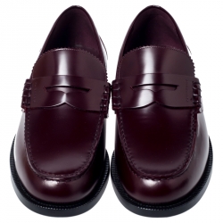 Burbery Burgundy Leather Bedmont Penny Loafers Size 44.5