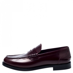 Burbery Burgundy Leather Bedmont Penny Loafers Size 44.5