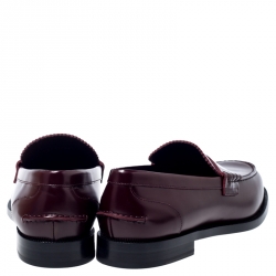 Burbery Burgundy Leather Bedmont Penny Loafers Size 44.5