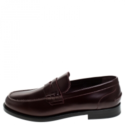 Pre Owned حذاء لوفرز بربري بدمونت جلد عنابي مقاس 45