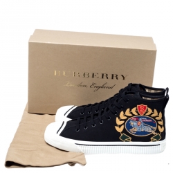 Burberry Black Canvas Kingly High Top Sneakers Size 44