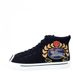 Burberry Black Canvas Kingly High Top Sneakers Size 44