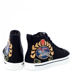 Burberry Black Canvas Kingly High Top Sneakers Size 44