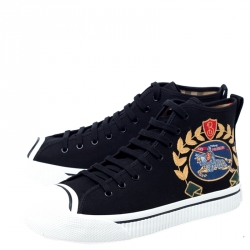 Burberry Black Canvas Kingly High Top Sneakers Size 43.5
