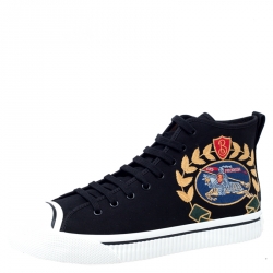 Burberry Black Canvas Kingly High Top Sneakers Size 43.5