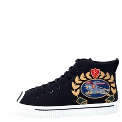 Burberry Black Canvas Kingly High Top Sneakers Size 43.5