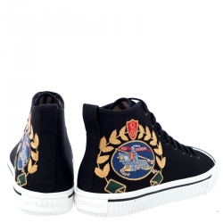 Burberry Black Canvas Kingly High Top Sneakers Size 43.5