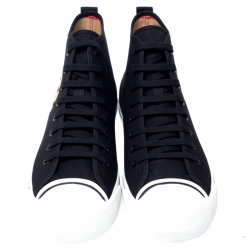 Burberry Black Canvas Kingly High Top Sneakers Size 43.5