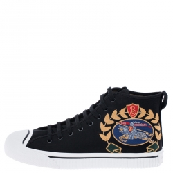 Burberry Black Canvas Kingly High Top Sneakers Size 44.5
