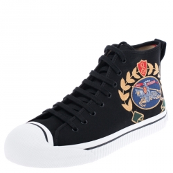 Burberry Black Canvas Kingly High Top Sneakers Size 44.5