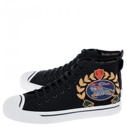 Burberry Black Canvas Kingly High Top Sneakers Size 44.5
