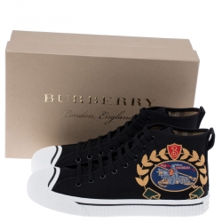 Burberry Black Canvas Kingly High Top Sneakers Size 44.5