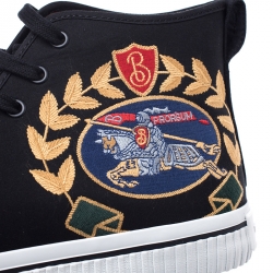 Burberry Black Canvas Kingly High Top Sneakers Size 44.5