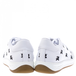 Pre Owned Burberry White Knight Embroidered Leather Timsbury Sneakers Size 44