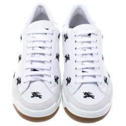 Pre Owned Burberry White Knight Embroidered Leather Timsbury Sneakers Size 44