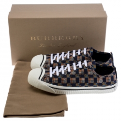 Burberry Multicolor Printed Fabric Kingly Low Top Sneakers Size 44