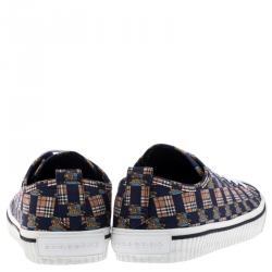 Burberry Multicolor Printed Fabric Kingly Low Top Sneakers Size 44