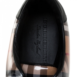 مملوكة مسبقًا Burberry Beige Nova Check PVC and Canvas Westford Low Top Sneakers Size 41