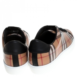 مملوكة مسبقًا Burberry Beige Nova Check PVC and Canvas Westford Low Top Sneakers Size 41